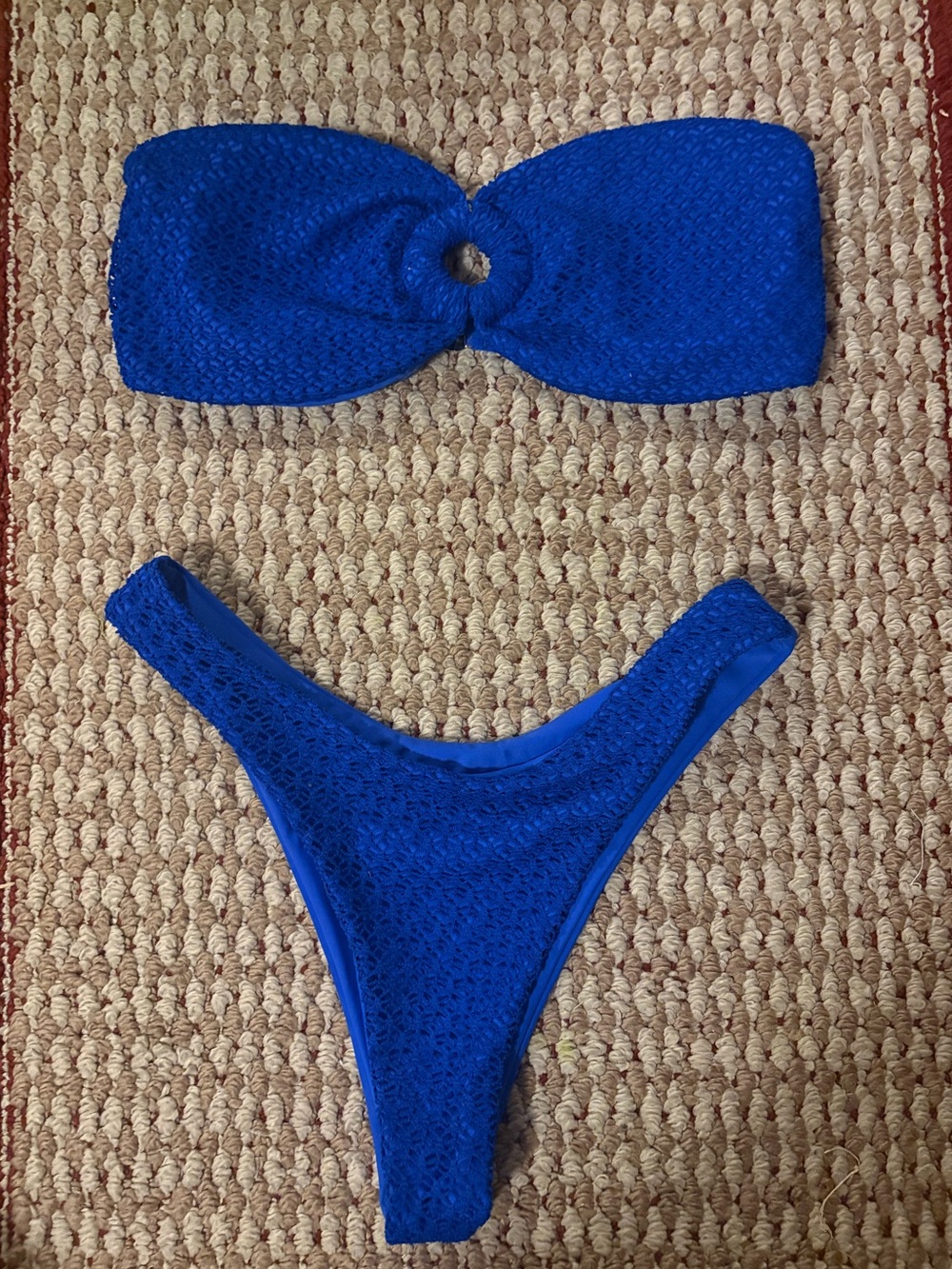 Blue Textured Two-Piece Bikini